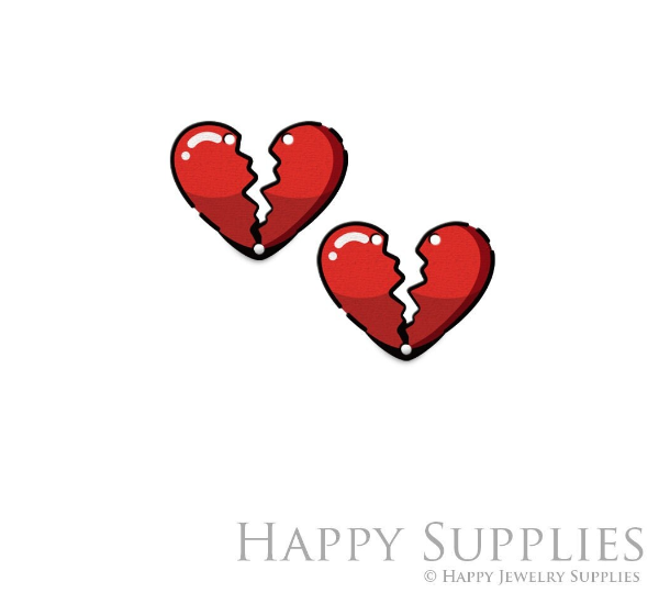 2pcs Handmade Jewelry Making Supplies Beads Cut Wooden Heart Charm For DIY Necklace Earring Brooch (CW829)