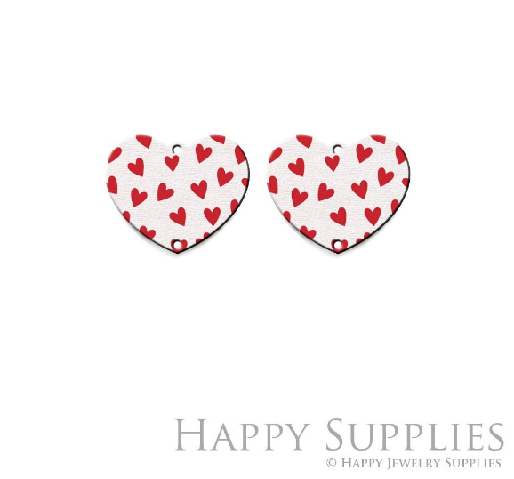 2pcs Handmade Jewelry Making Supplies Beads Cut Wooden Heart Charm For DIY Necklace Earring Brooch (CW831)