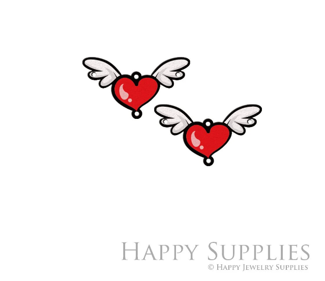 2pcs Handmade Jewelry Making Supplies Beads Cut Wooden Heart Charm For DIY Necklace Earring Brooch (CW834)
