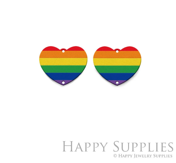 2pcs Handmade Jewelry Making Supplies Beads Cut Wooden Heart Charm For DIY Necklace Earring Brooch (CW836)