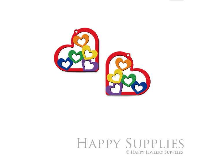 2pcs Handmade Jewelry Making Supplies Beads Cut Wooden Heart Charm For DIY Necklace Earring Brooch (CW837)