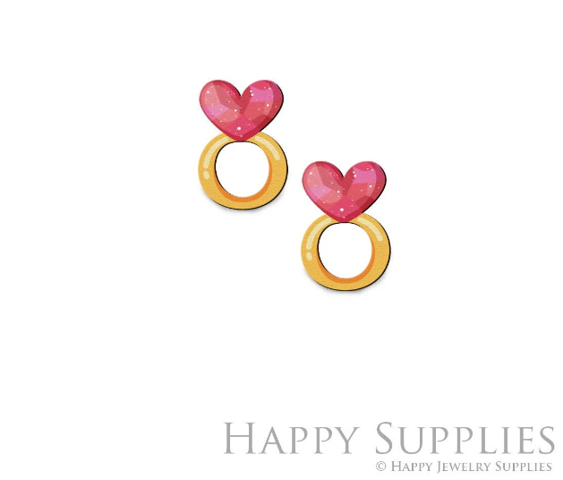 2pcs Handmade Jewelry Making Supplies Beads Cut Wooden Heart Charm For DIY Necklace Earring Brooch (CW838)