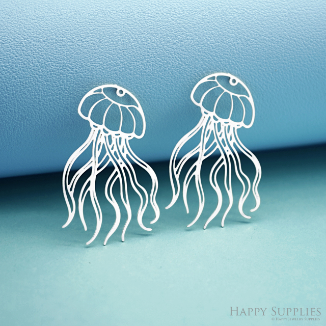 2pcs Stainless Steel Jewelry Charms, Raw Brass Charms, Jellyfish Charms, Earrings Findings, Stainless Steel Silver Jewelry Pendants, Brass Jewelry Findings, Stainless Steel Pendants Jewelry Wholesale (D2970)
