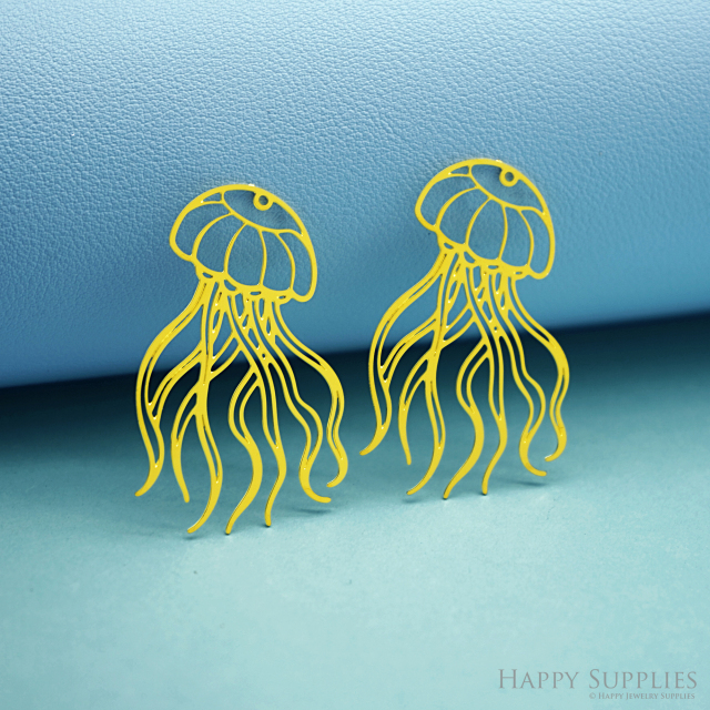 2pcs Stainless Steel Jewelry Charms, Raw Brass Charms, Jellyfish Charms, Earrings Findings, Stainless Steel Silver Jewelry Pendants, Brass Jewelry Findings, Stainless Steel Pendants Jewelry Wholesale (D2970)
