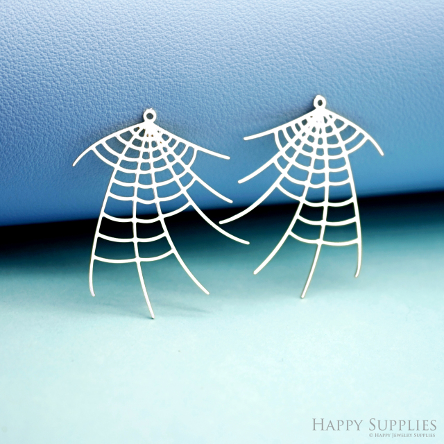 2pcs Stainless Steel Jewelry Charms, Raw Brass Charms, Spider web Halloween Charms, Earrings Findings, Stainless Steel Silver Jewelry Pendants, Brass Jewelry Findings, Stainless Steel Pendants Jewelry Wholesale (D2972)