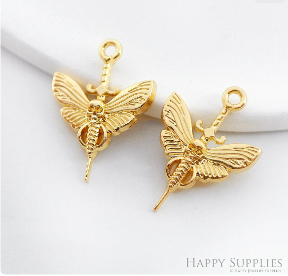 10Pcs Gold Moth Charm, Halloween Earrings Charms, Skull Earring Findings, Sword Charms, Necklace Pendant, Jewelry Supplies (NZG493)