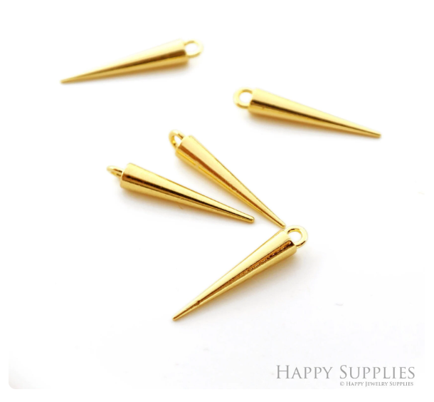 10pcs Gold Cone Charm, Earrings Charms, Earring Findings, Cone Charms, Earring Connectors, Necklace Pendant, Jewelry Supplies (NZG516)