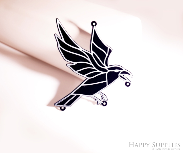 2pcs Rainbow Crow Charm, Brass Prism Charm, Iridescent Bird Pendant, Bird Connector, DIY Suncatcher, DIY Jewelry Making Supplie (Q027)