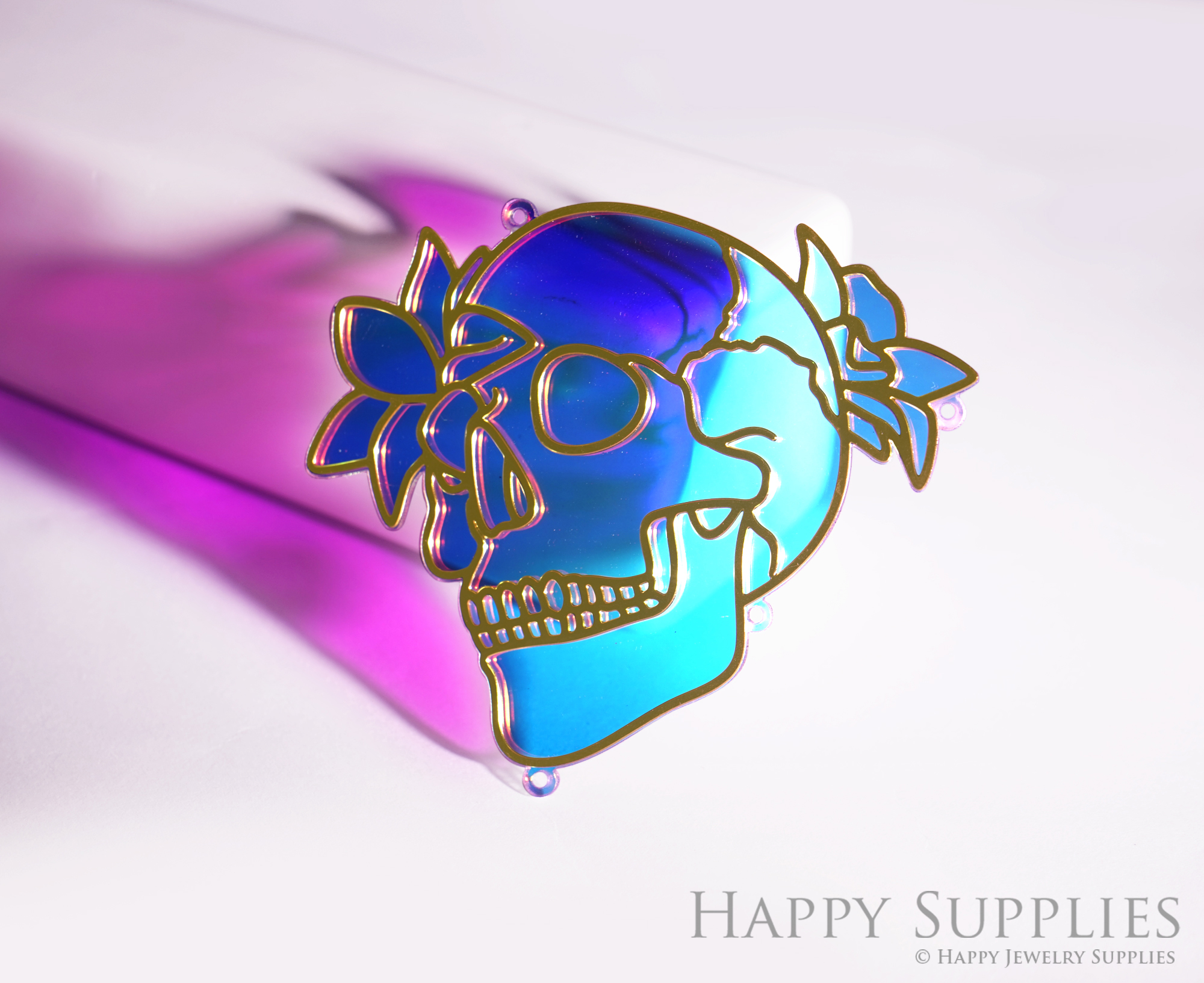 2pcs Big Rainbow Halloween Charm, Brass Prism Charm, Iridescent Skull Light Catcher, Ghost for DIY Suncatchers, Window Hanging Decor (Q09)