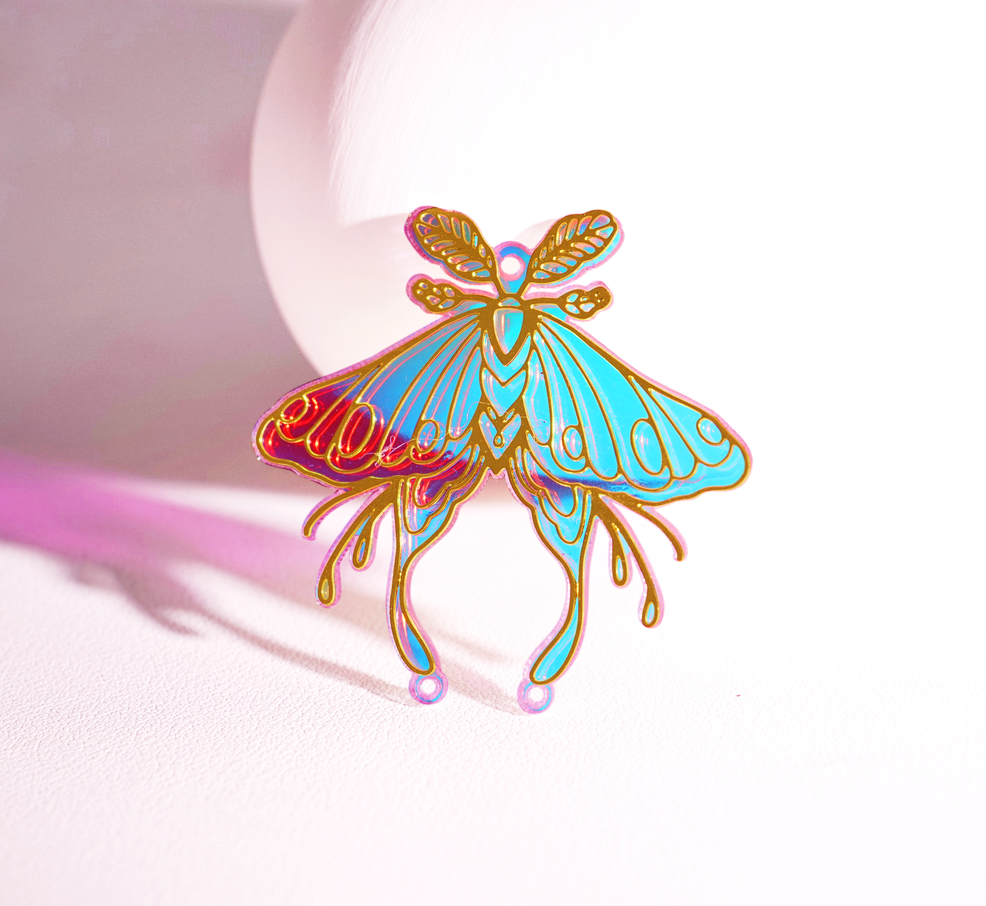 2pcs Rainbow Moth Charm, Brass Prism Charm, Iridescent Moth Light Catcher, Butterfly for DIY Suncatchers, Window Hanging Decor (Q2244)