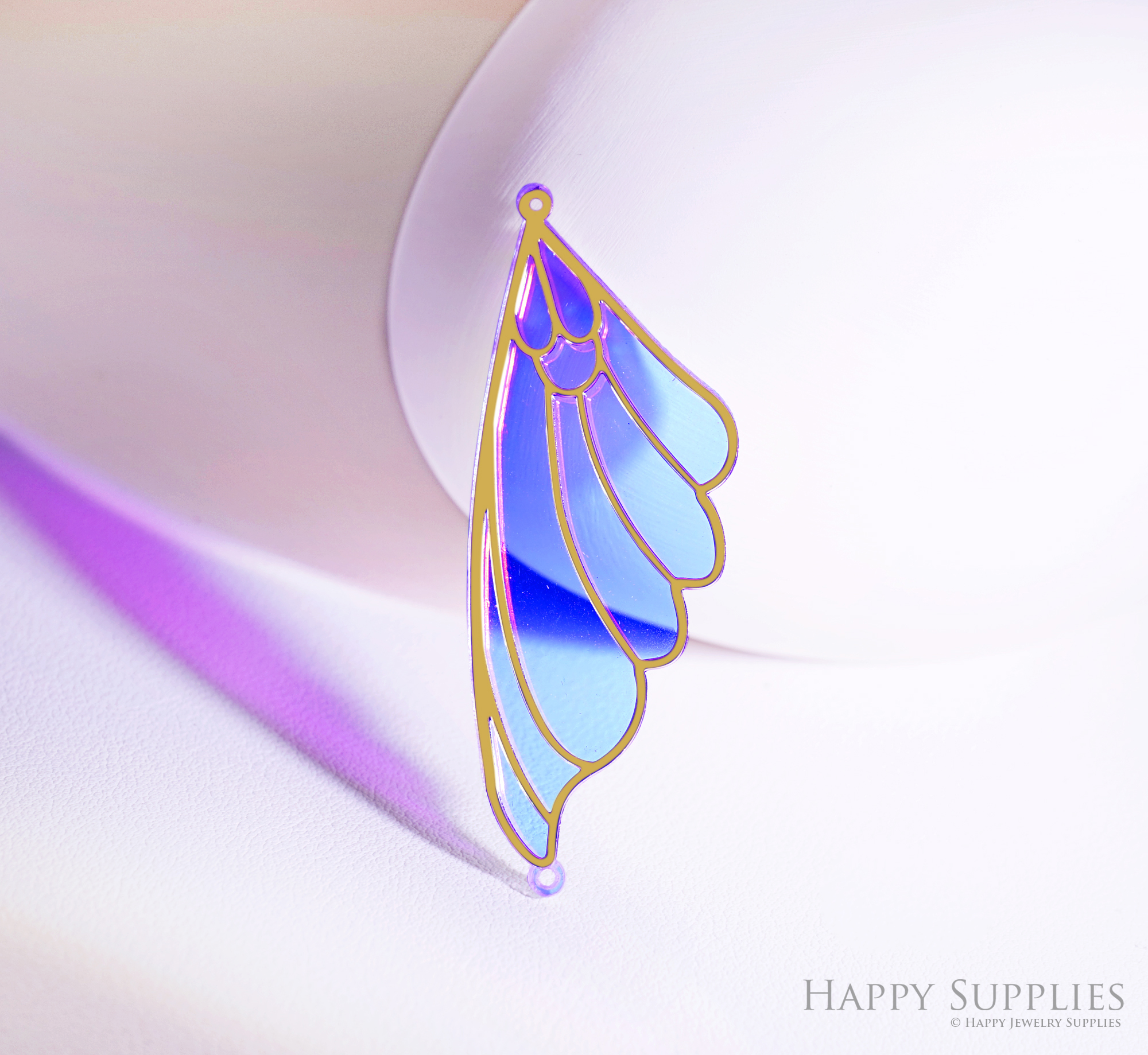 2pcs Rainbow Wing Charm, Brass Prism Charm,Iridescent Wings Pendant,Dragonfly & Butterfly Suncatcher Connector,DIY Jewelry Making Supplie (Q2728)
