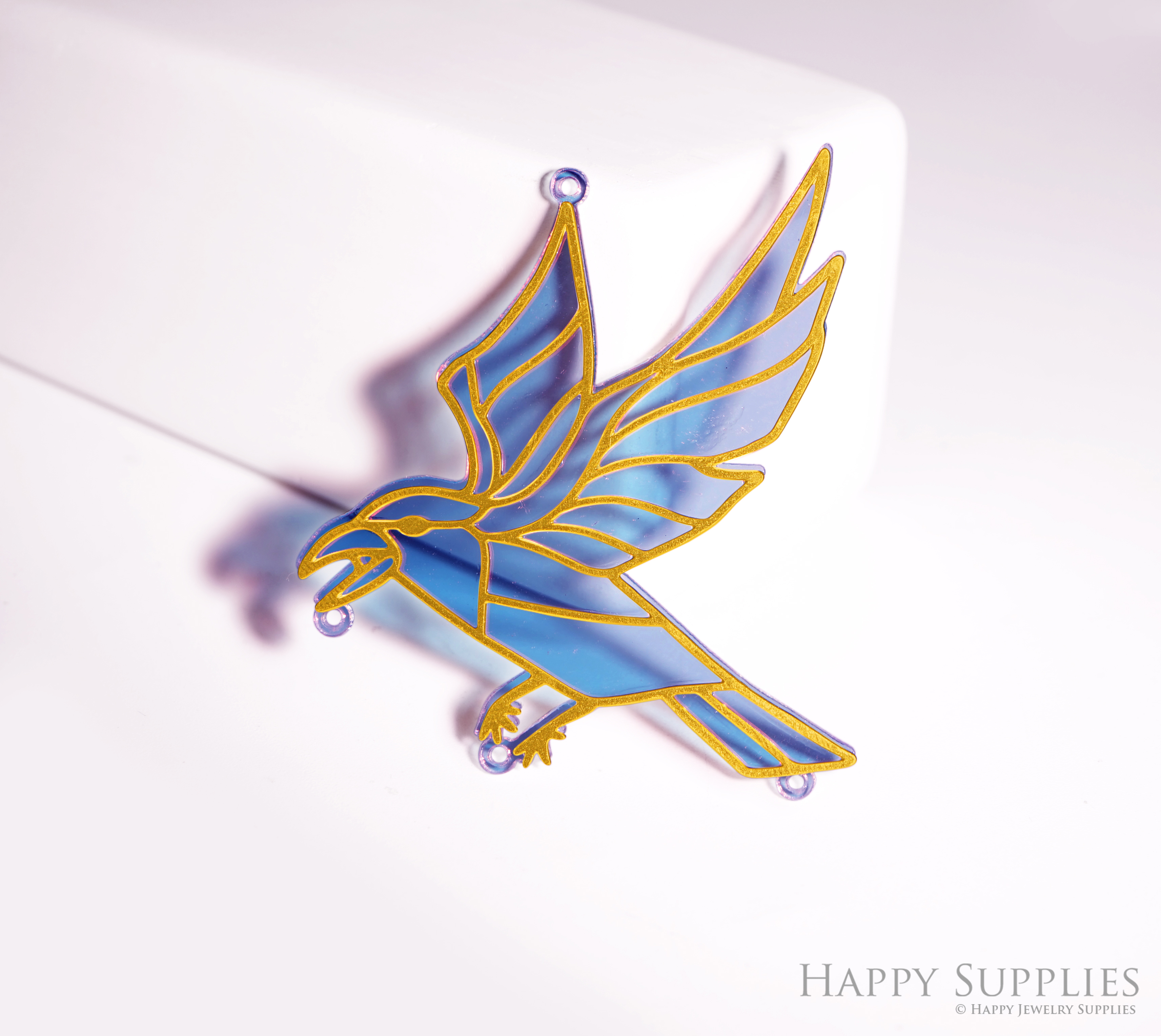 2pcs Rainbow Crow Charm, Brass Prism Charm, Iridescent Bird Pendant, Bird Connector, DIY Suncatcher, DIY Jewelry Making Supplie (Q027)
