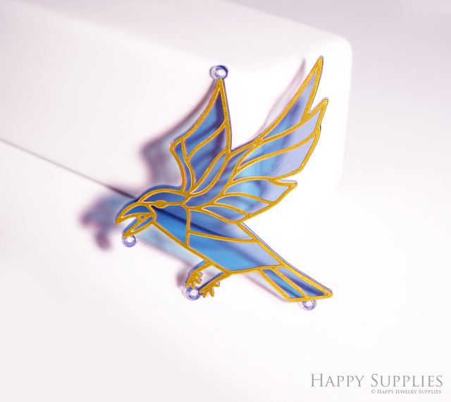 2pcs Rainbow Crow Charm, Brass Prism Charm, Iridescent Bird Pendant, Bird Connector, DIY Suncatcher, DIY Jewelry Making Supplie (Q027)