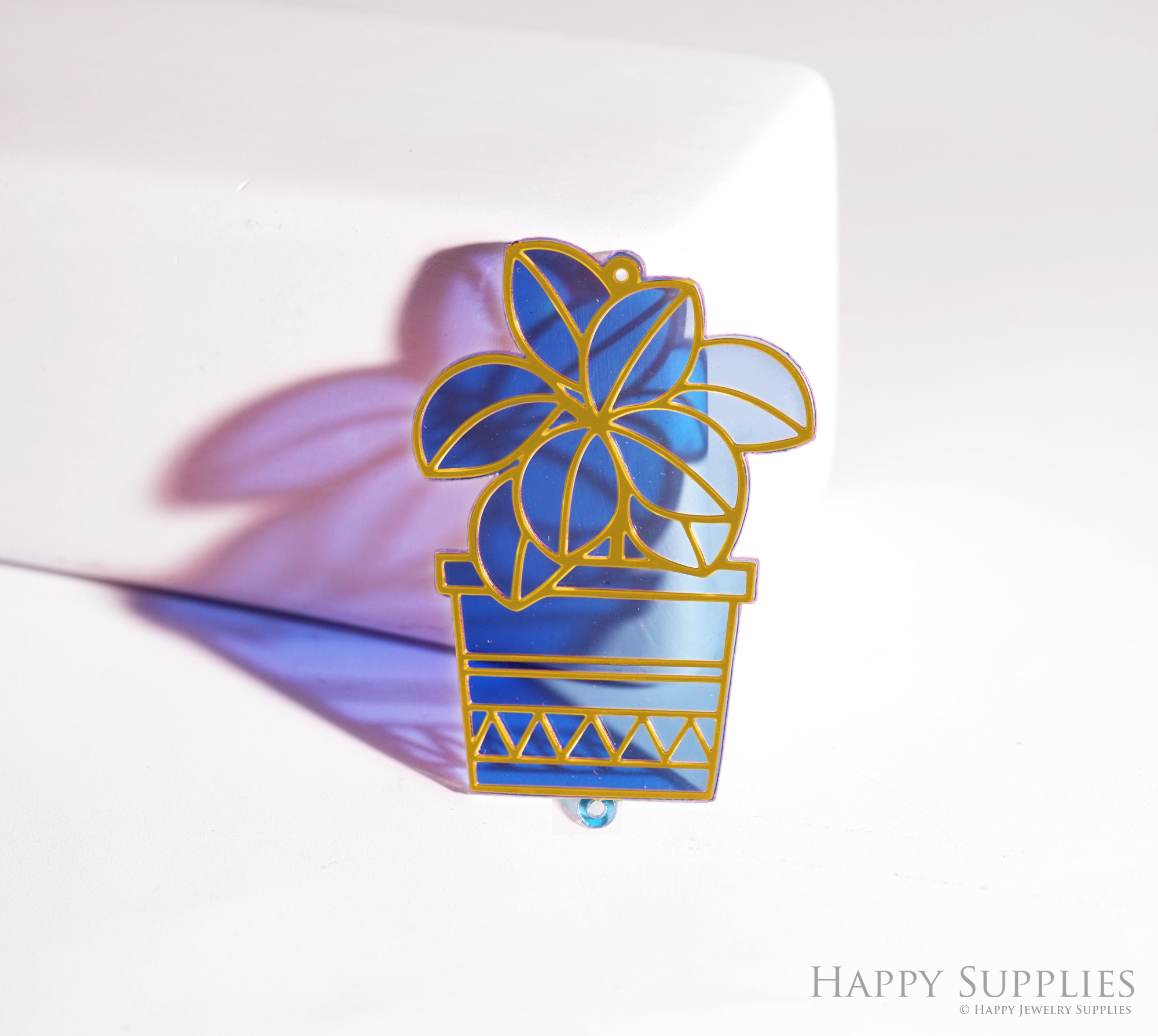 2pcs Rainbow Potted Plant Charm, Brass Prism Charm, Iridescent Pot Plant Pendant, Potted Plant Connector, DIY Jewelry Making Supplie (Q031)