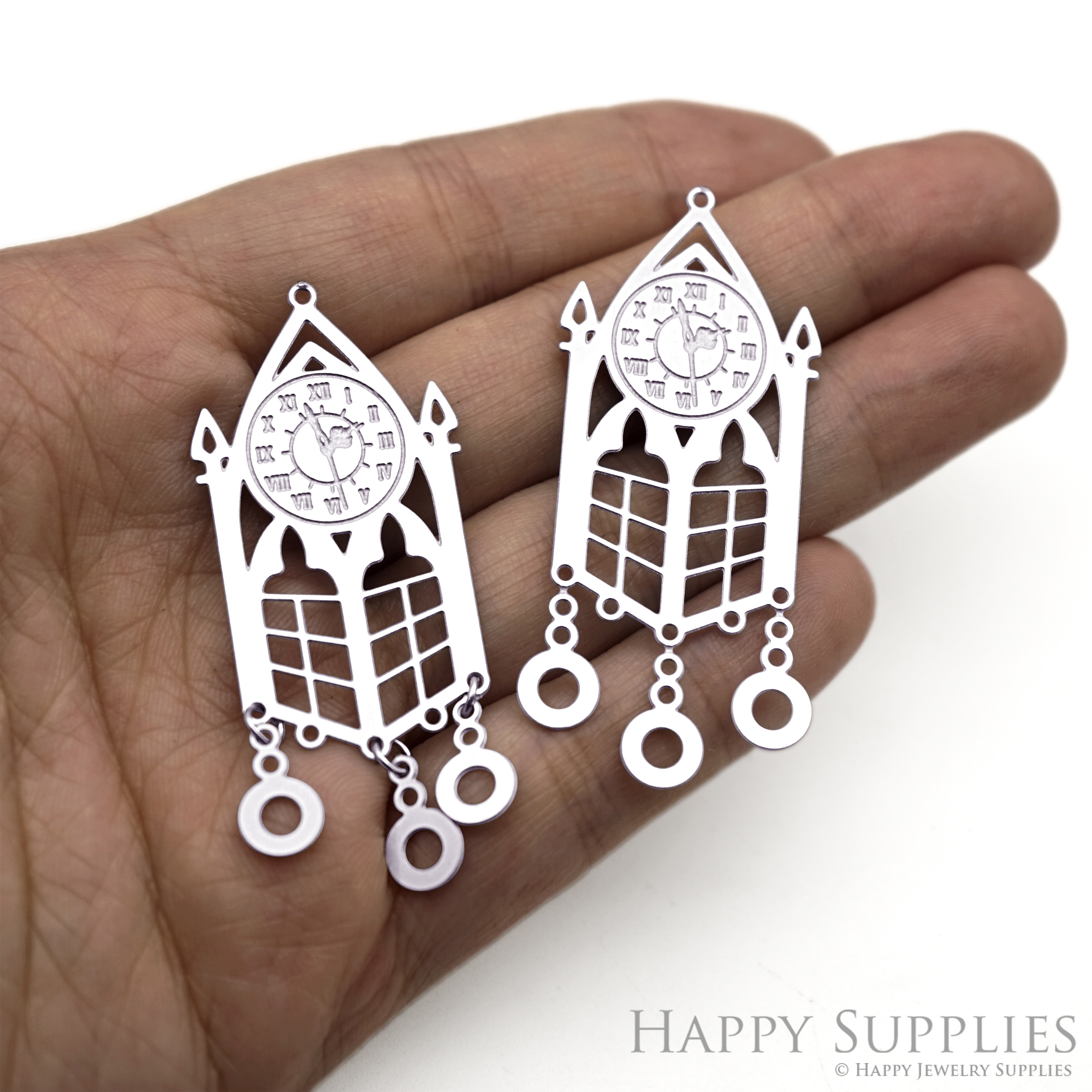 8pcs(1set) Corroded Stainless Steel Jewelry Charms, Gothic Castle Window Brass Charms, Etched Charms, Corroded Silver Jewelry Findings, Etched Pendants Jewelry Wholesale (SSB1126)