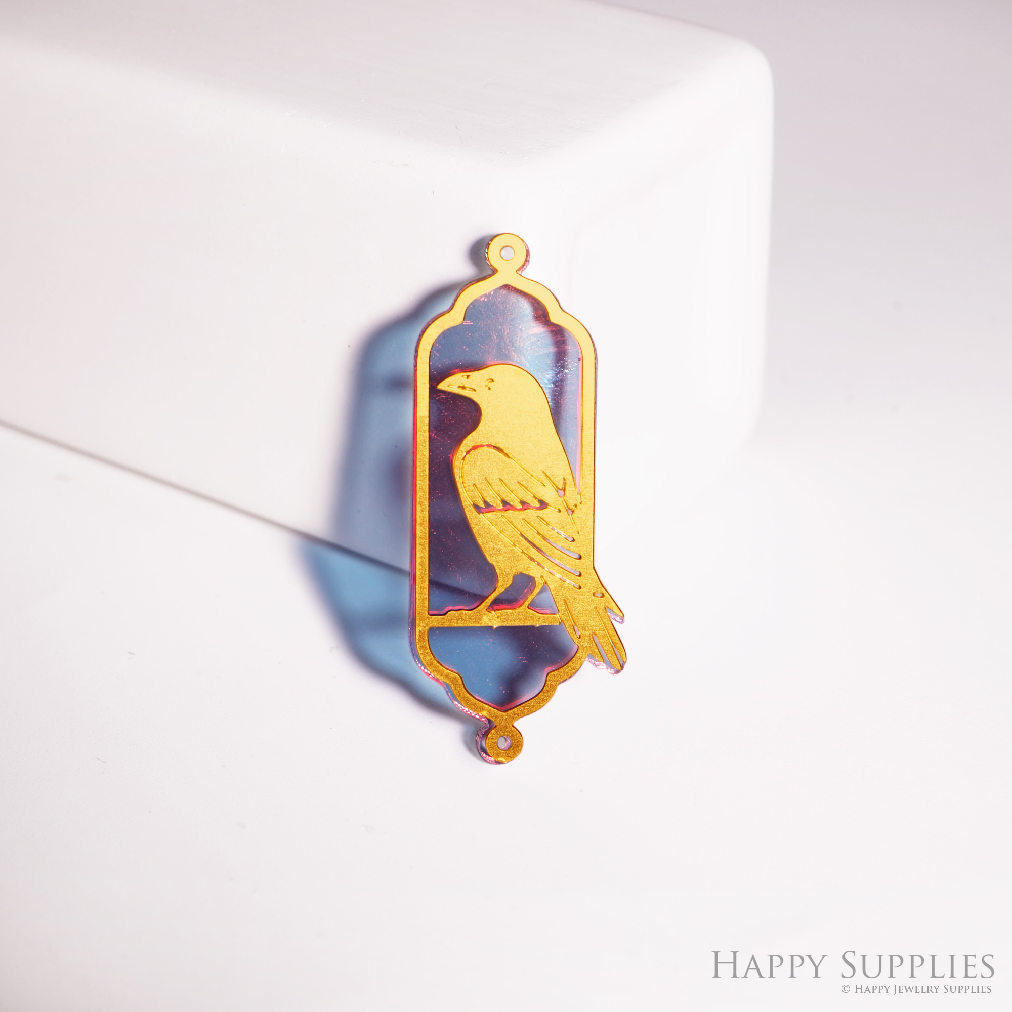 2pcs Rainbow Bird Charm, Brass Prism Charm,Iridescent Halloween Pendant, Bird Connector, DIY Jewelry Making Supplie, Bird Sun catcher (Q038)