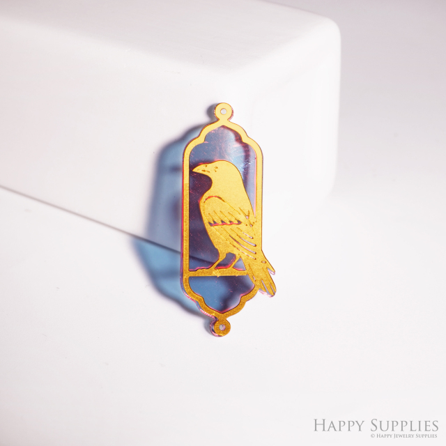 2pcs Rainbow Bird Charm, Brass Prism Charm,Iridescent Halloween Pendant, Bird Connector, DIY Jewelry Making Supplie, Bird Sun catcher (Q038)