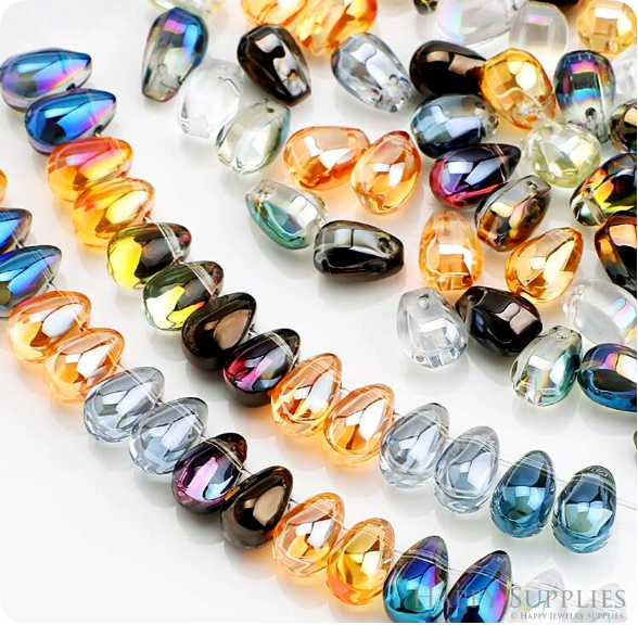 100pcs Crystal Drop Beads ,Sun Catchers Leaded Chandelier Crystal Suncatcher Beads Sun Catcher Supplies - Earrings Charms (TR-140)