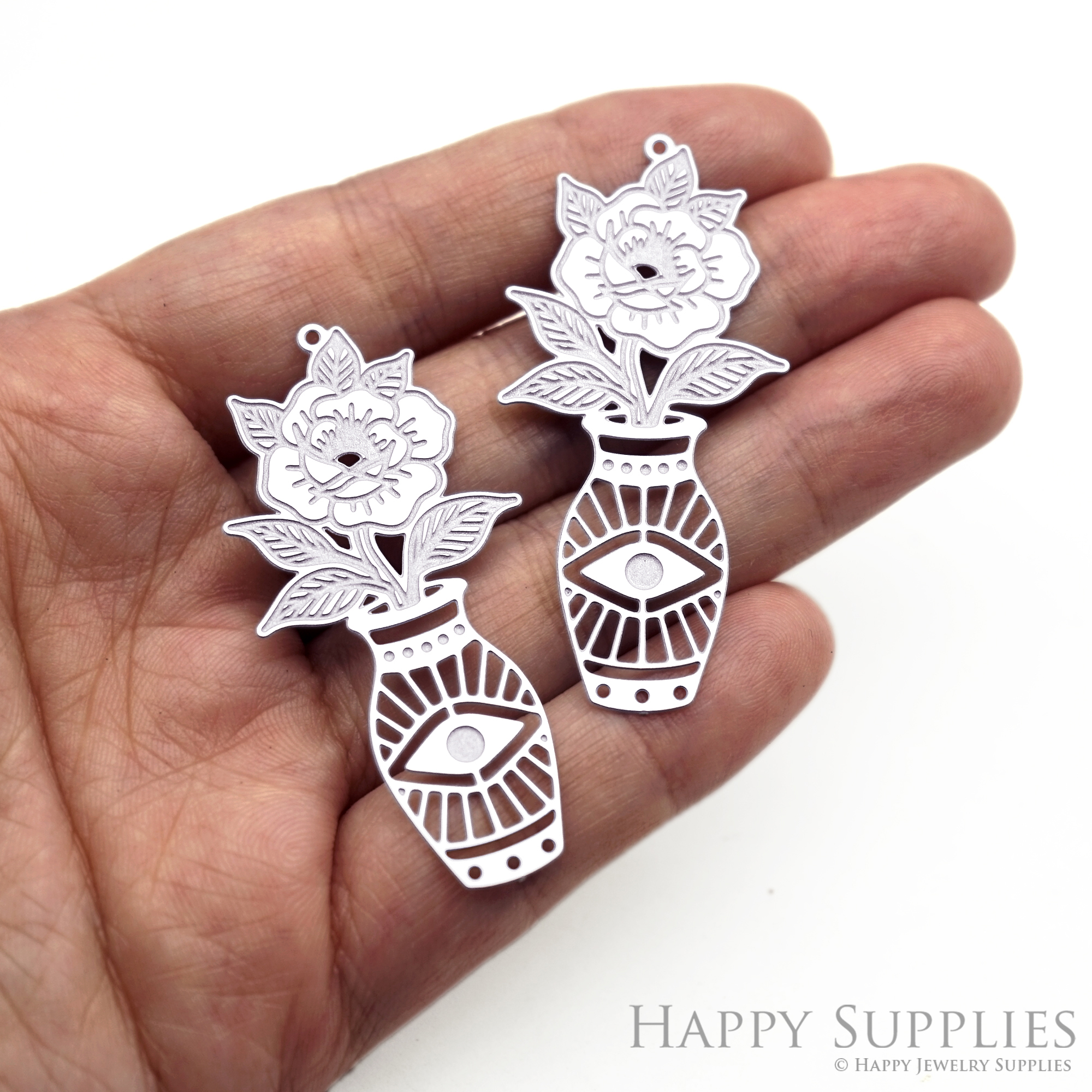 Corroded Stainless Steel Jewelry Charms, Rose Brass Charms, Earring Charms, Etched Silver Jewelry Pendants, Etched Brass Jewelry Findings, Jewelry Wholesale (SSB1106)