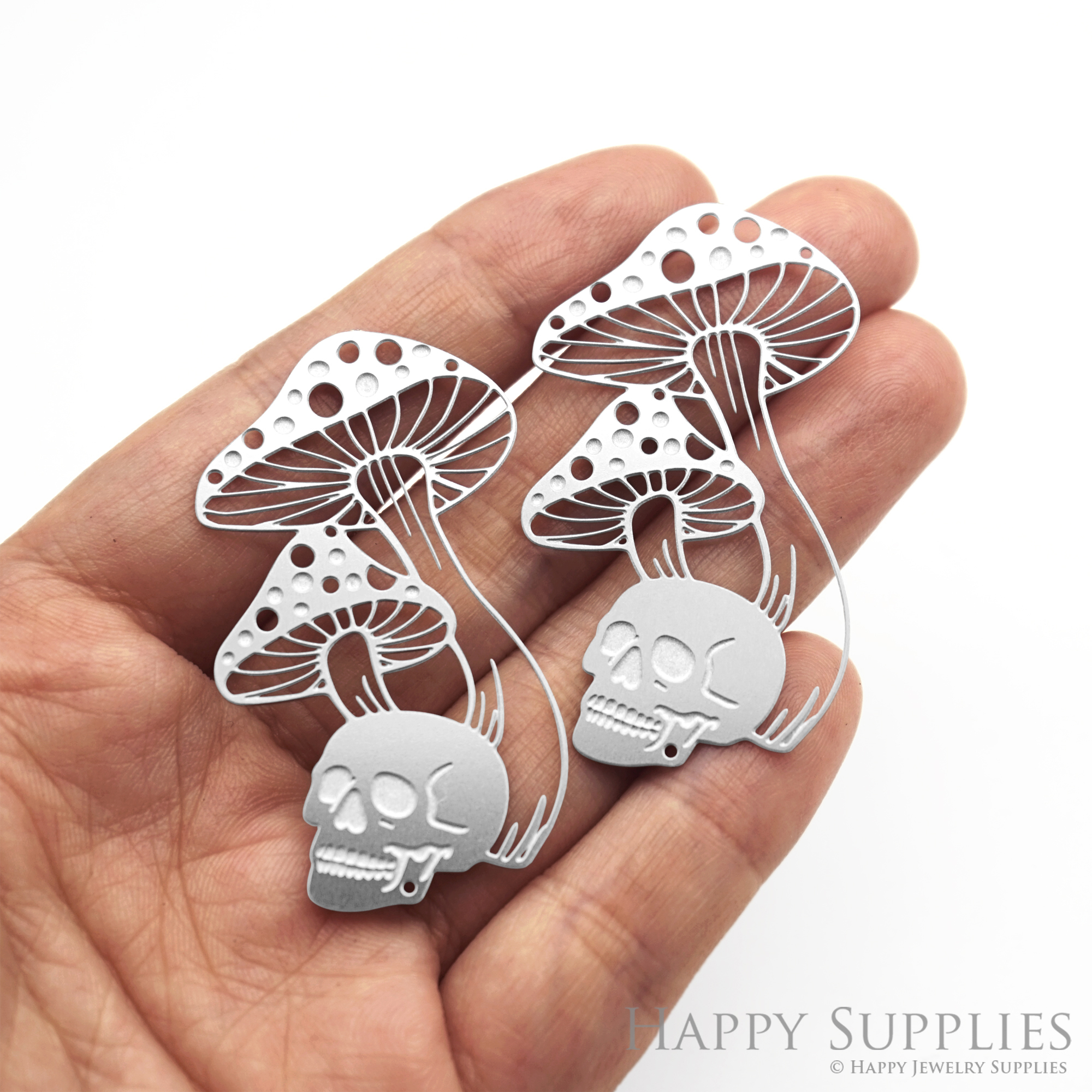 Corroded Stainless Steel Jewelry Charms, Skull Brass Charms, Earring Charms, Etched Silver Jewelry Pendants, Etched Brass Jewelry Findings, Jewelry Wholesale (SSB1102)