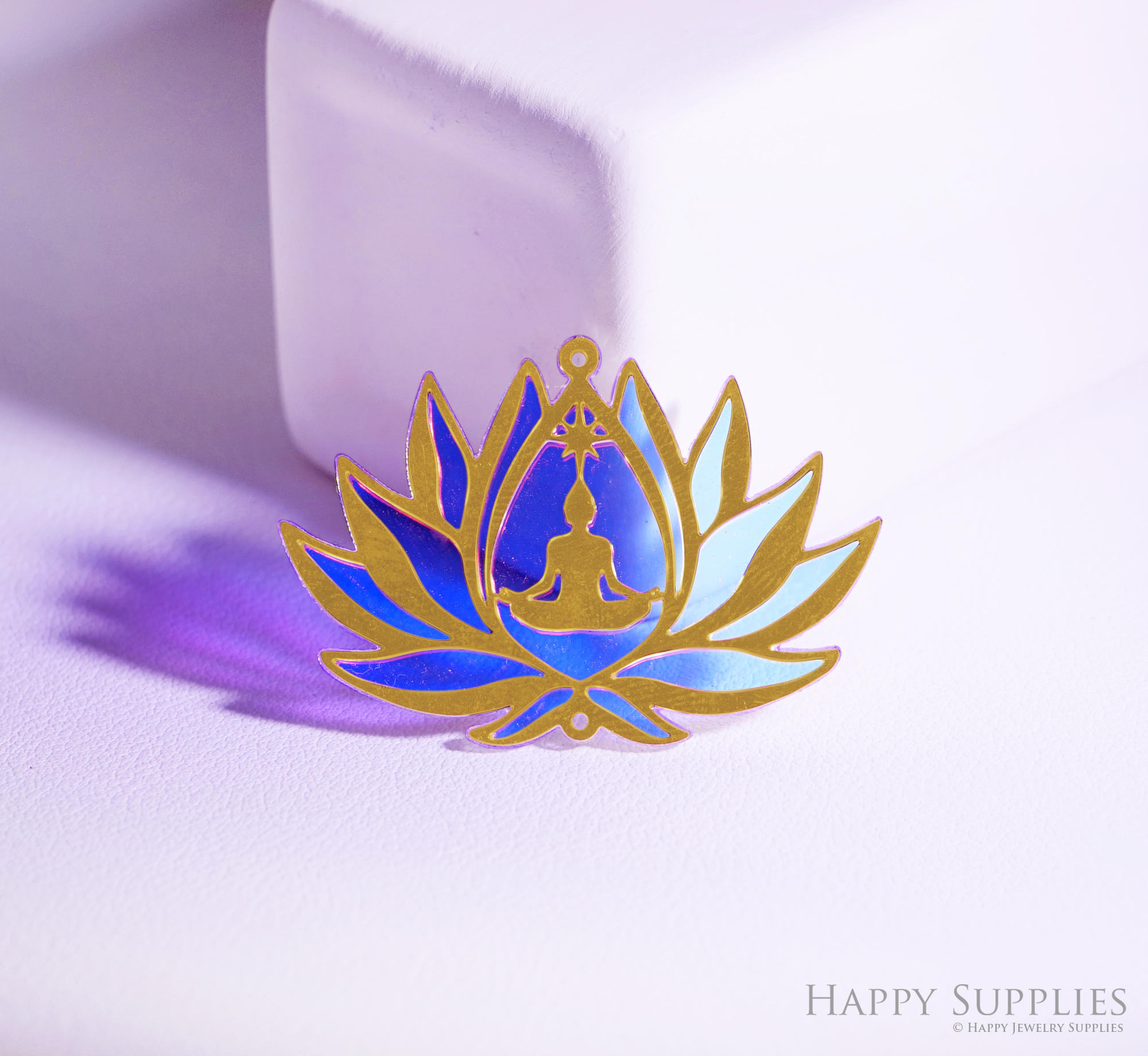 2pcs Rainbow Buddha Charm,Brass Prism Charm,Iridescent Om Pendant,Namaste Meditation Yoga Connector,DIY Jewelry Making Supplie Sun catcher(Q1328)