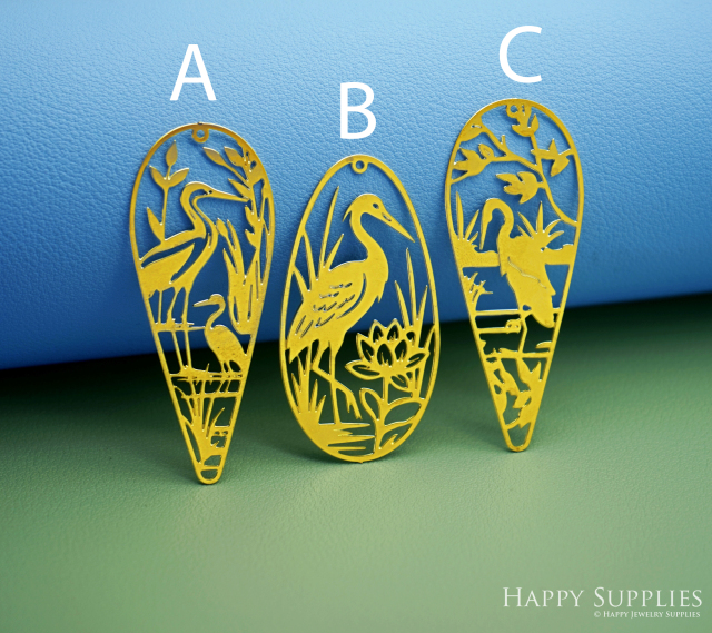 2pcs Stainless Steel Jewelry Charms, Raw Brass Charms, Crane Charms, Earrings Findings, Stainless Steel Silver Jewelry Pendants, Brass Jewelry Findings, Stainless Steel Pendants Jewelry Wholesale (D2975)