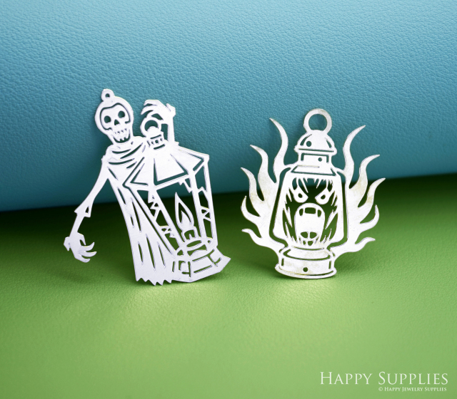 2pcs Stainless Steel Jewelry Charms, Raw Brass Charms, Ghost Halloween Charms, Earrings Findings, Stainless Steel Silver Jewelry Pendants, Brass Jewelry Findings, Stainless Steel Pendants Jewelry Wholesale (D2974)
