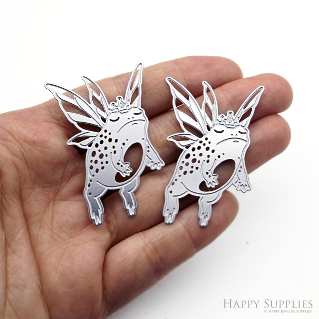 Corroded Stainless Steel Jewelry Charms, Frog Halloween Brass Charms, Earring Charms, Etched Silver Jewelry Pendants, Etched Brass Jewelry Findings, Jewelry Wholesale (SSB1118)