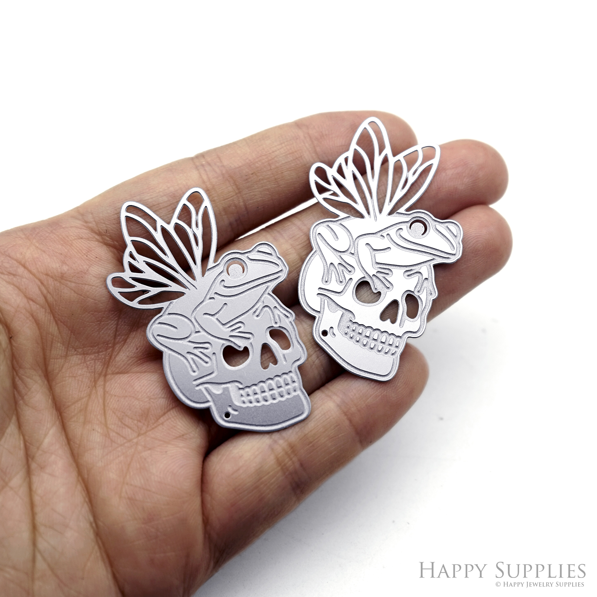Corroded Stainless Steel Jewelry Charms, Skull Halloween Brass Charms, Earring Charms, Etched Silver Jewelry Pendants, Etched Brass Jewelry Findings, Jewelry Wholesale (SSB1114)