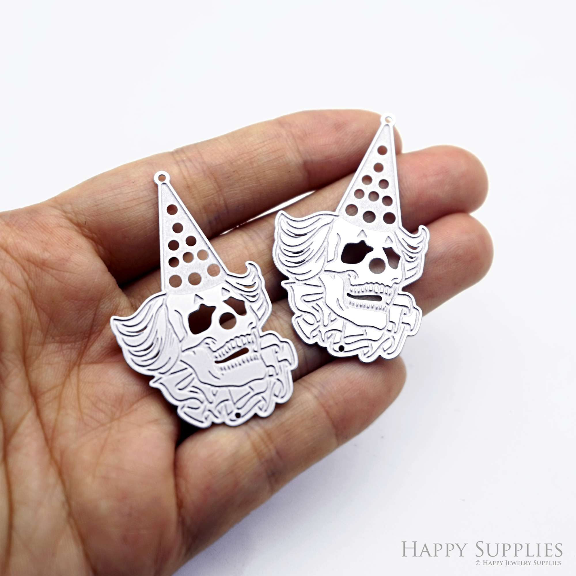 Corroded Stainless Steel Jewelry Charms, Skull Halloween Brass Charms, Earring Charms, Etched Silver Jewelry Pendants, Etched Brass Jewelry Findings, Jewelry Wholesale (SSB1121)