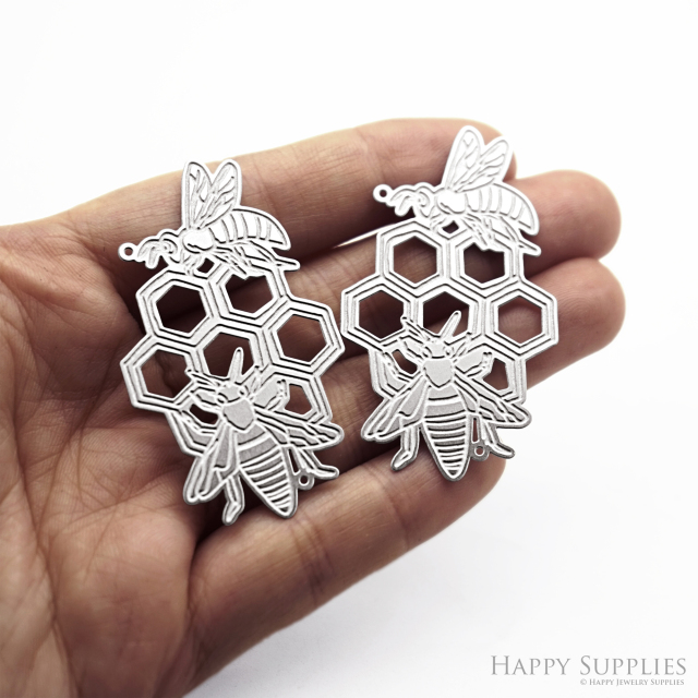 Corroded Stainless Steel Jewelry Charms, Honeycomb Brass Charms, Earring Charms, Etched Silver Jewelry Pendants, Etched Brass Jewelry Findings, Jewelry Wholesale (SSB1119)