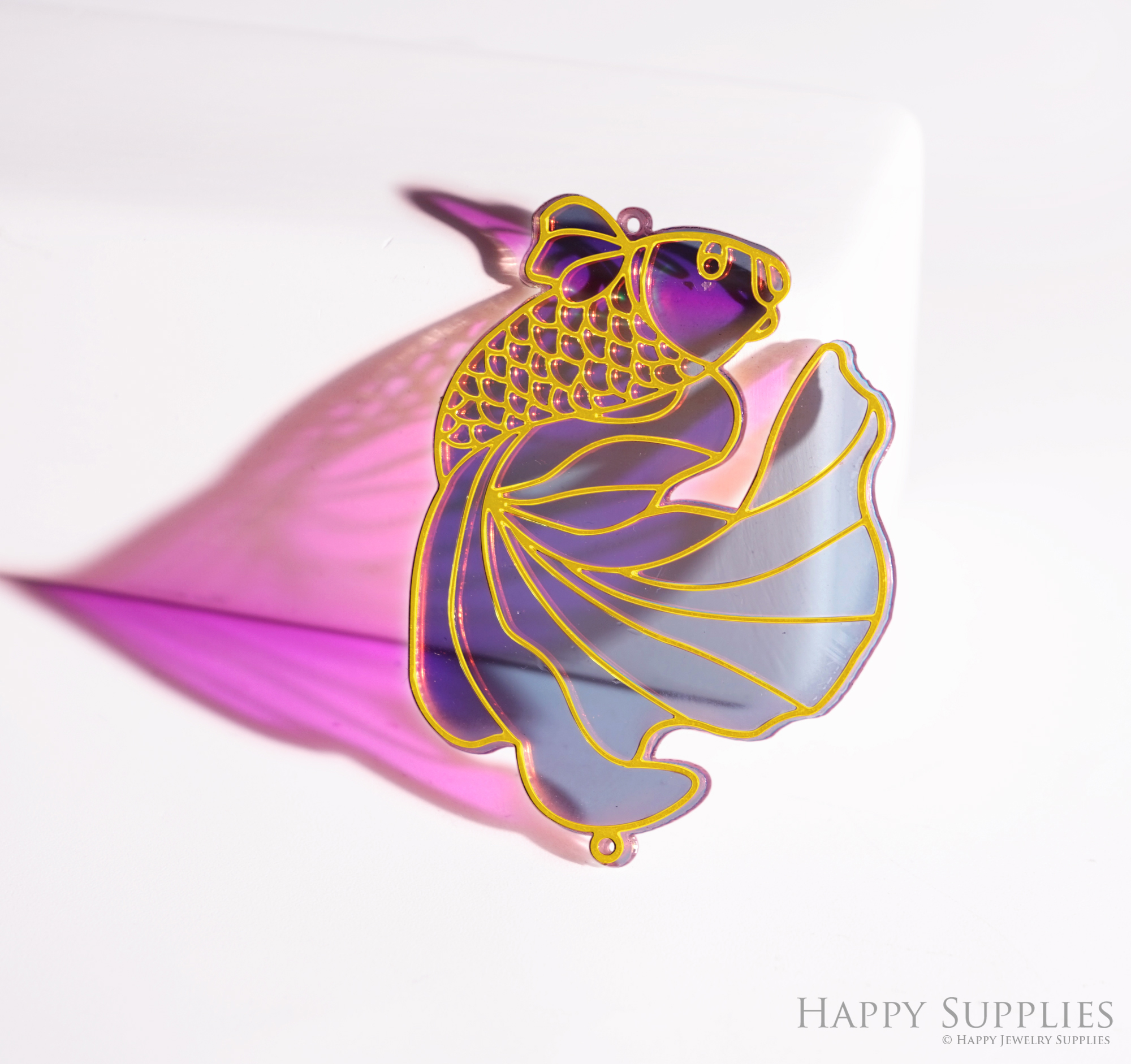 2pcs Rainbow Fish Charm, Brass Prism Charm, Iridescent Fish Pendant, Fish Connector, DIY Jewelry Making Supplie, DIY Suncatchers (Q2803)