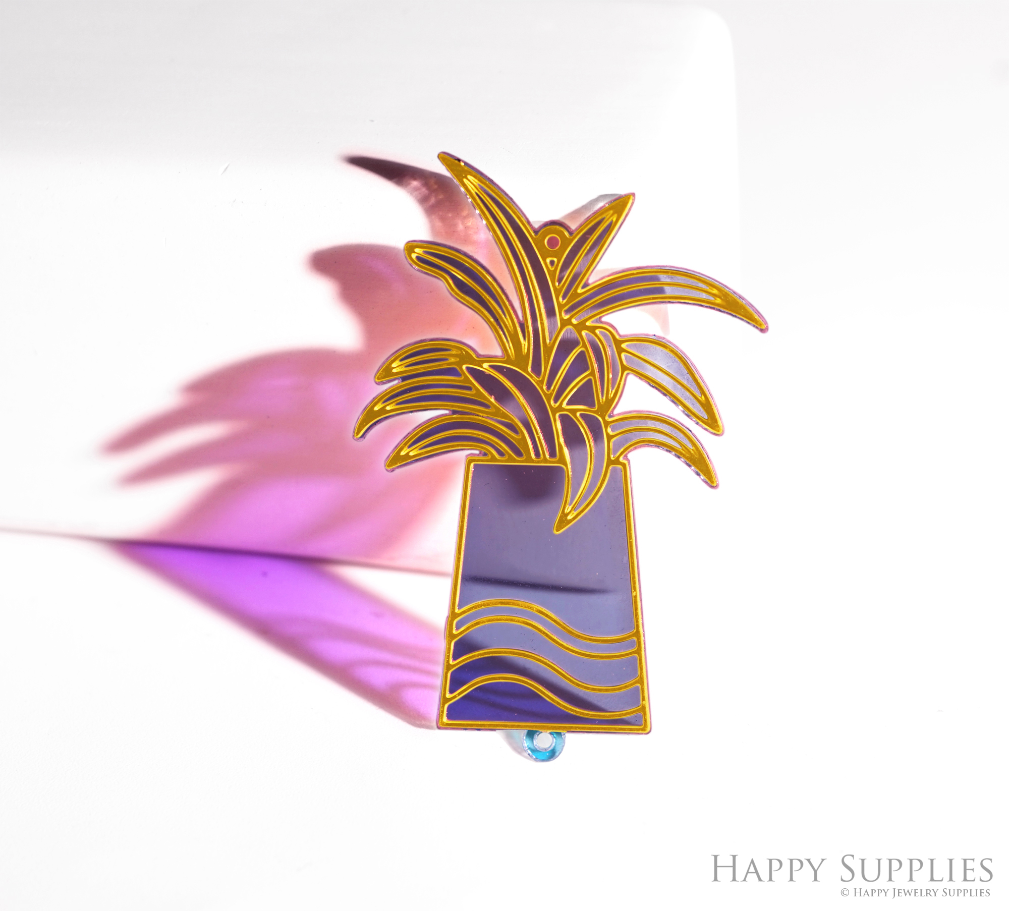 2pcs Rainbow Potted Plant Charm, Brass Prism Charm, Iridescent Plant Pendant, Plant Connector, DIY Jewelry Making Supplie, DIY Suncatchers (Q047)