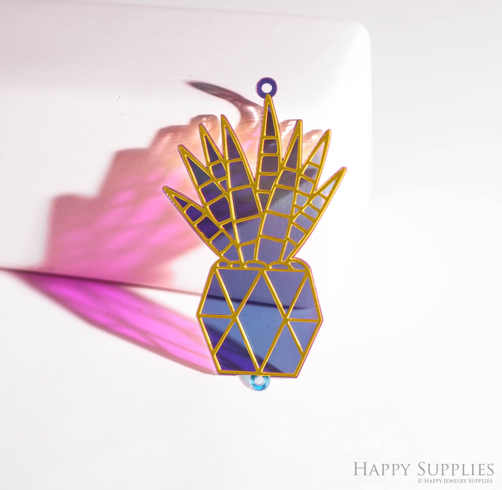 2pcs Rainbow Potted Plant Charm, Brass Prism Charm, Iridescent Plant Pendant, Plant Connector, DIY Jewelry Making Supplie, DIY Suncatchers (Q046)