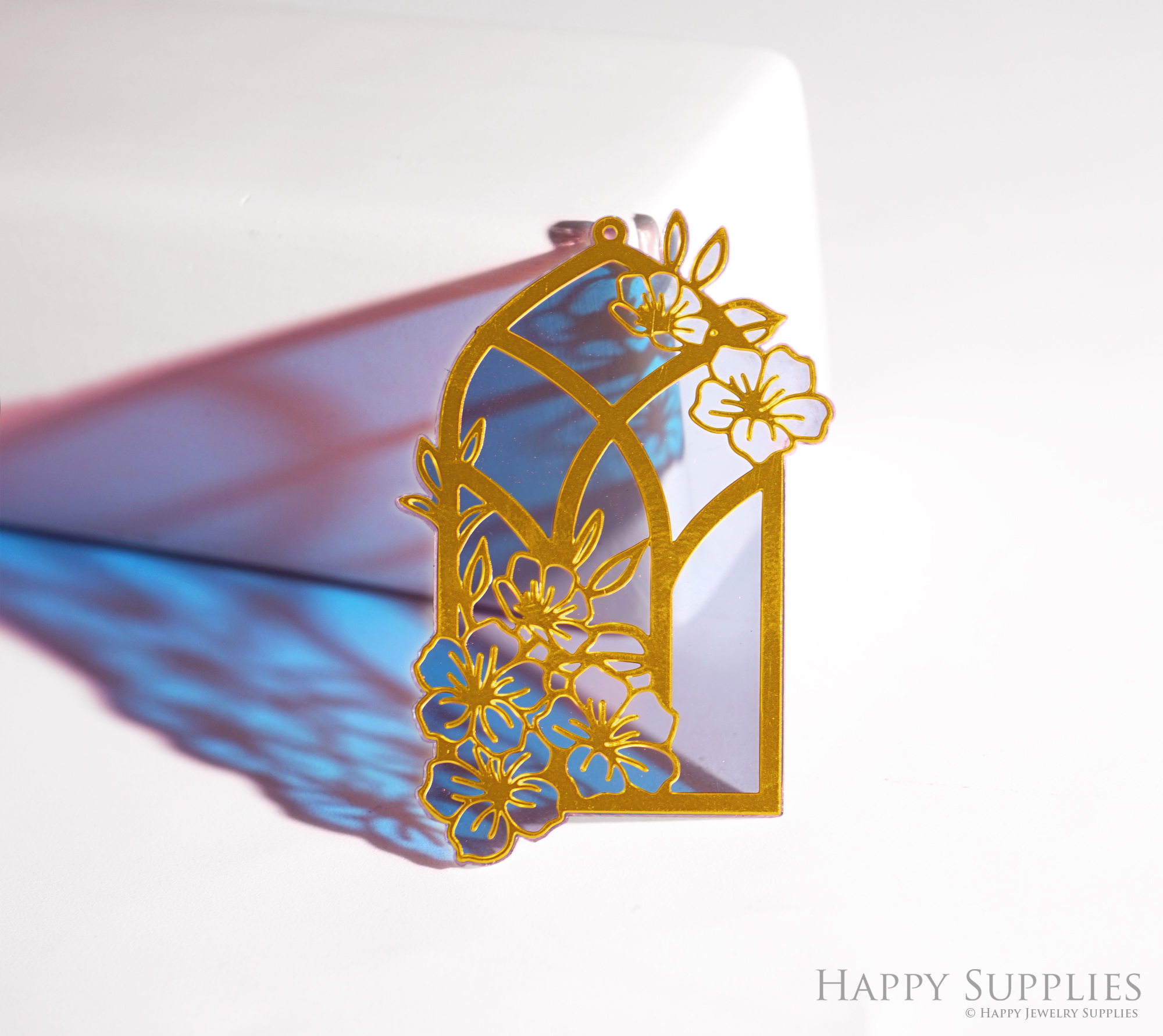 2pcs Rainbow Flower Charm,Brass Prism Charm, Iridescent Butterfly Pendant, Flower Connector, DIY Jewelry Making Supplie, DIY Suncatchers (Q040)