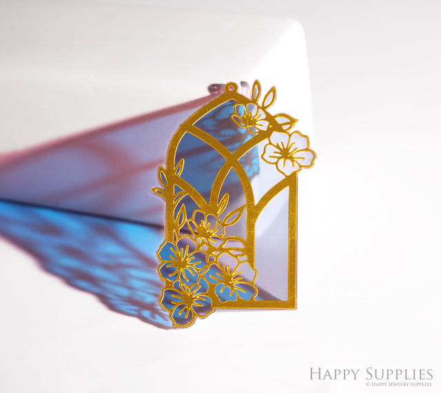 2pcs Rainbow Flower Charm,Brass Prism Charm, Iridescent Butterfly Pendant, Flower Connector, DIY Jewelry Making Supplie, DIY Suncatchers (Q040)
