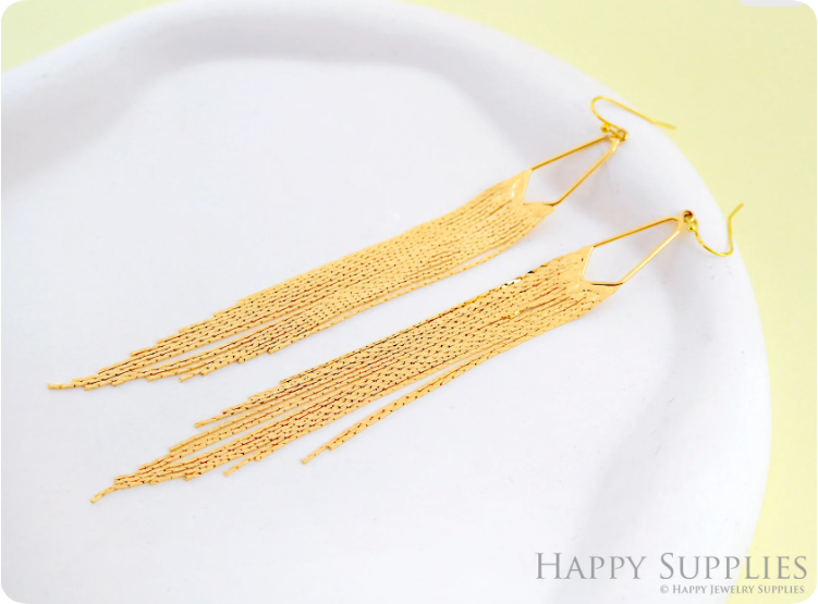 2pcs Gold Bead Chain Tassel Charm, Gold Chain Long Tassels ,18K Gold plated Brass Tassel, Earring Charm Pendants, Earring Tassel (NZG433)