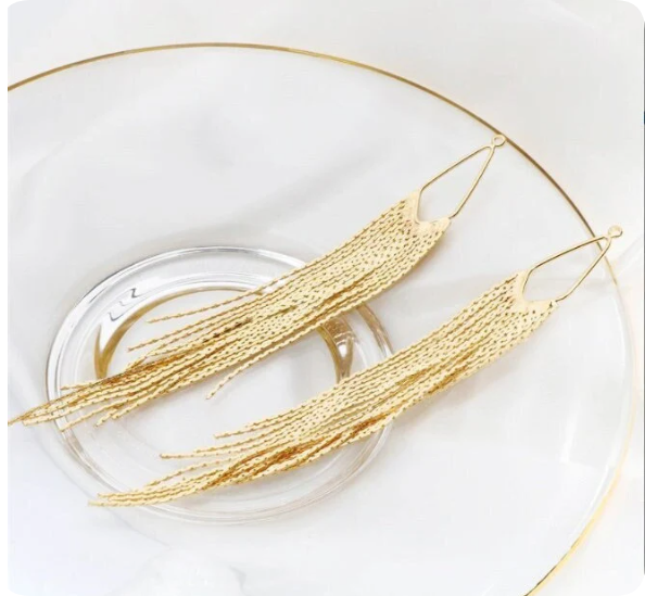 2pcs Gold Bead Chain Tassel Charm, Gold Chain Long Tassels ,18K Gold plated Brass Tassel, Earring Charm Pendants, Earring Tassel (NZG433)