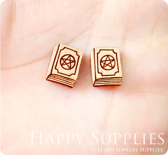 4pcs Handmade Jewelry Making Supplies Wooden Charm, DIY Necklace Earrings Brooch, Laser Cut Bear Wooden Charms, Mini Wooden Earrings, Mini Wooden Charms (SWN238)