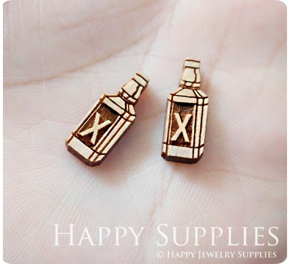 4pcs Handmade Jewelry Making Supplies Wooden Charm, DIY Necklace Earrings Brooch, Laser Cut Bear Wooden Charms, Mini Wooden Earrings, Mini Wooden Charms (SWN239)