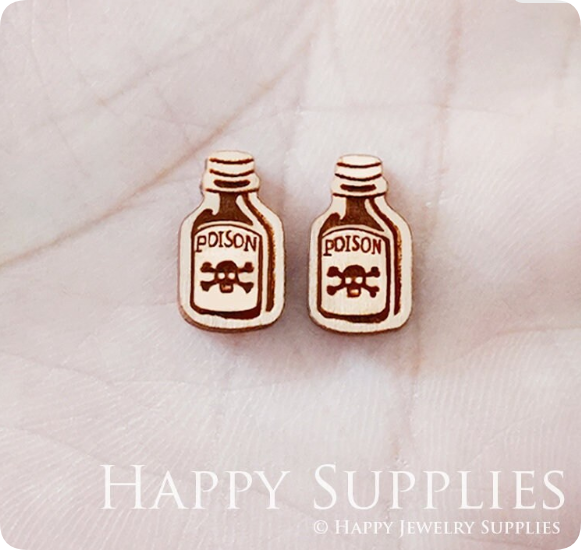 4pcs Handmade Jewelry Making Supplies Wooden Charm, DIY Necklace Earrings Brooch, Laser Cut Wooden Charms, Mini Wooden Earrings, Mini Wooden Charms (SWN240)