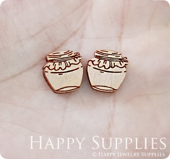 4pcs Handmade Jewelry Making Supplies Wooden Charm, DIY Necklace Earrings Brooch, Laser Cut Bear Wooden Charms, Mini Wooden Earrings, Mini Wooden Charms (SWN241)