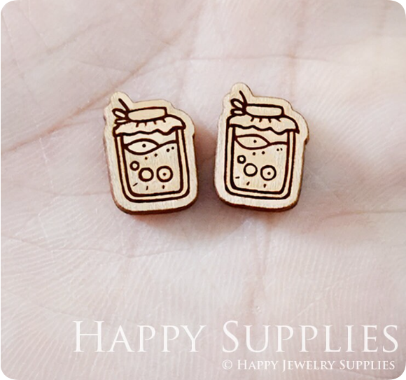4pcs Handmade Jewelry Making Supplies Wooden Charm, DIY Necklace Earrings Brooch, Laser Cut Wooden Charms, Mini Wooden Earrings, Mini Wooden Charms (SWN242)