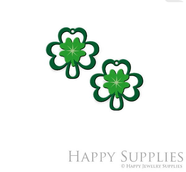 2pcs Handmade Jewelry Making Supplies Beads Cut Wooden St Patrick's Day Charm For DIY Necklace Earring Brooch (CW854)