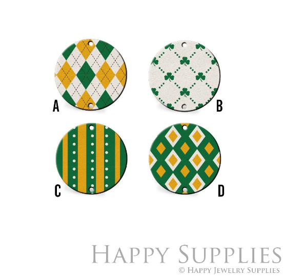 2pcs Handmade Jewelry Making Supplies Beads Cut Wooden Christmas St Patrick's Day Charm For DIY Necklace Earring Brooch (CW855)