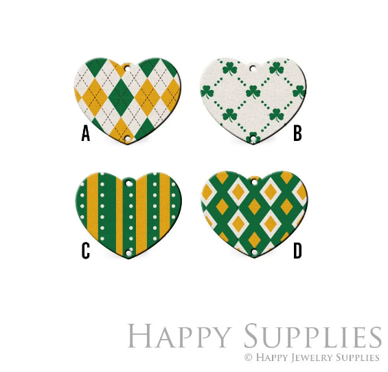 2pcs Handmade Jewelry Making Supplies Beads Cut Wooden Christmas St Patrick's Day Charm For DIY Necklace Earring Brooch (CW857)