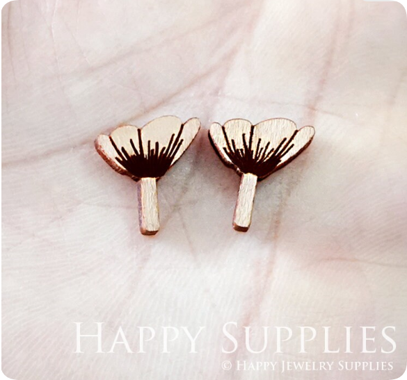 4pcs Handmade Jewelry Making Supplies Wooden Charm, DIY Necklace Earrings Brooch, Laser Cut Flower Wooden Charms, Mini Wooden Earrings, Mini Wooden Charms (SWN252)