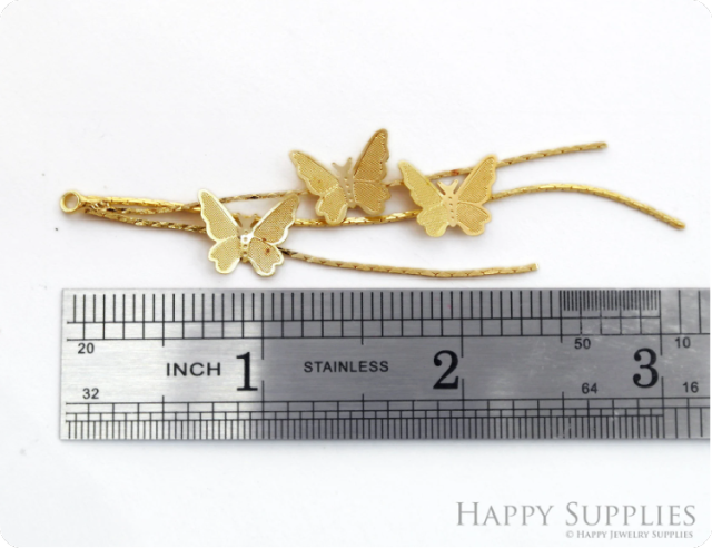 10pcs Gold Plated Tassel Charm Long Metal Tassels Butterfly Chain Threader，Long Metal Tassels Ball Chain Tassels (NZG405)