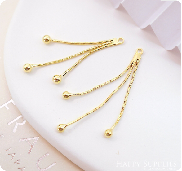 10pcs Gold Chain Tassels 52mm Long with balls, Earring Tassels ,Tassels Earring ,Jewelry Supplies  (NZG417)