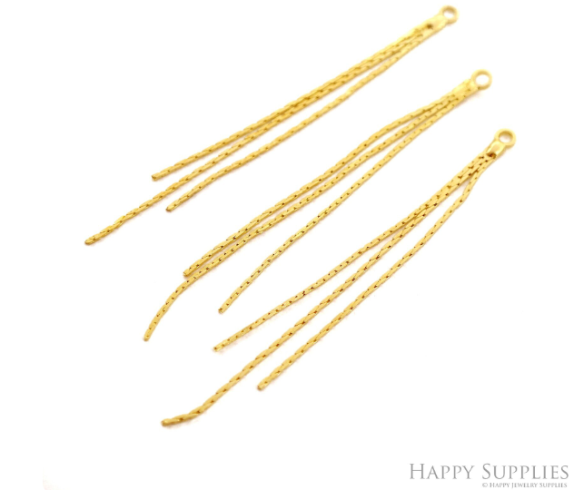 10pcs Tassel Charm, Gold Tassel Charm, Silver Chain Tassel Charm for Jewelry Making Supplies, Earring Tassel - 65mm (NZG722)